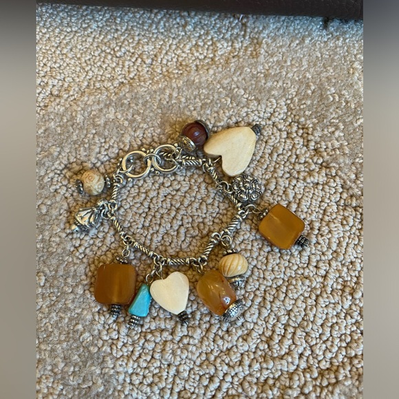 BRIGHTON Small Brown Pebbled Leather Bag with Detachable Charm Bracelet - Picture 2 of 16